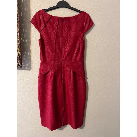 Adrianna Papell Sheath Dress 6 Cherry Red Short Sleeve Career Church Party PinUp - Picture 6 of 6